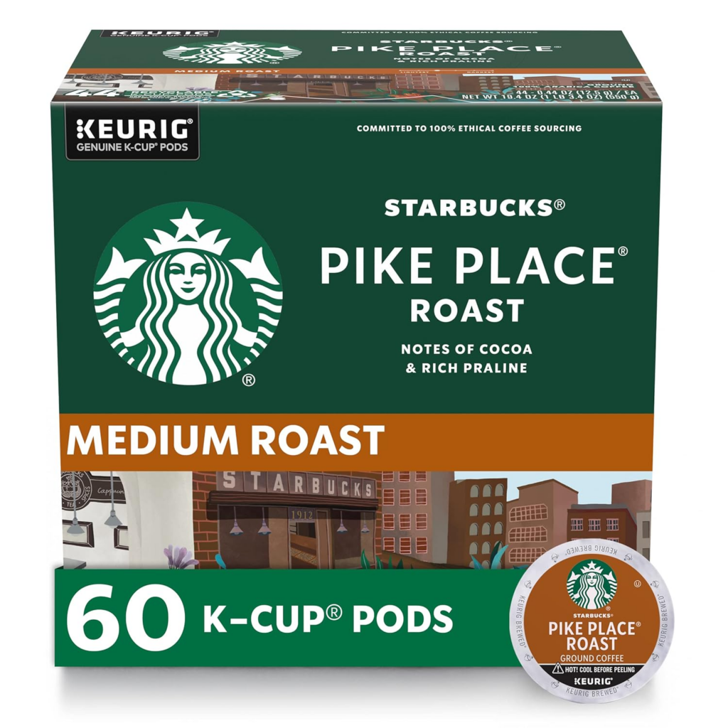 Top 10 Best-Selling Coffee Pods on Amazon US-
Starbucks K-Cup Coffee Pods, Medium Roast Hot or Iced Coffee