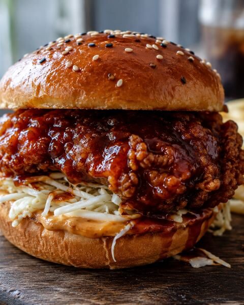 crispy gochujang chicken burger viral recipe