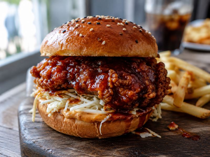 crispy gochujang chicken burger viral recipe