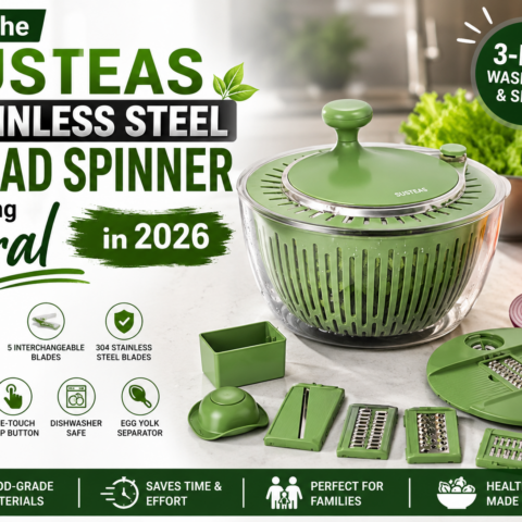 SUSTEAS Stainless Steel Salad Spinner