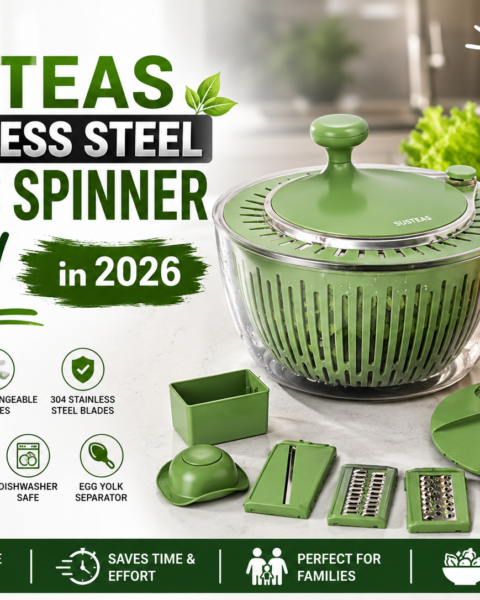 SUSTEAS Stainless Steel Salad Spinner